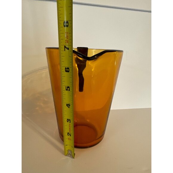 Vintage Vereco France Amber Glass Pitcher With Black Handle MCM - Picture 5 of 6